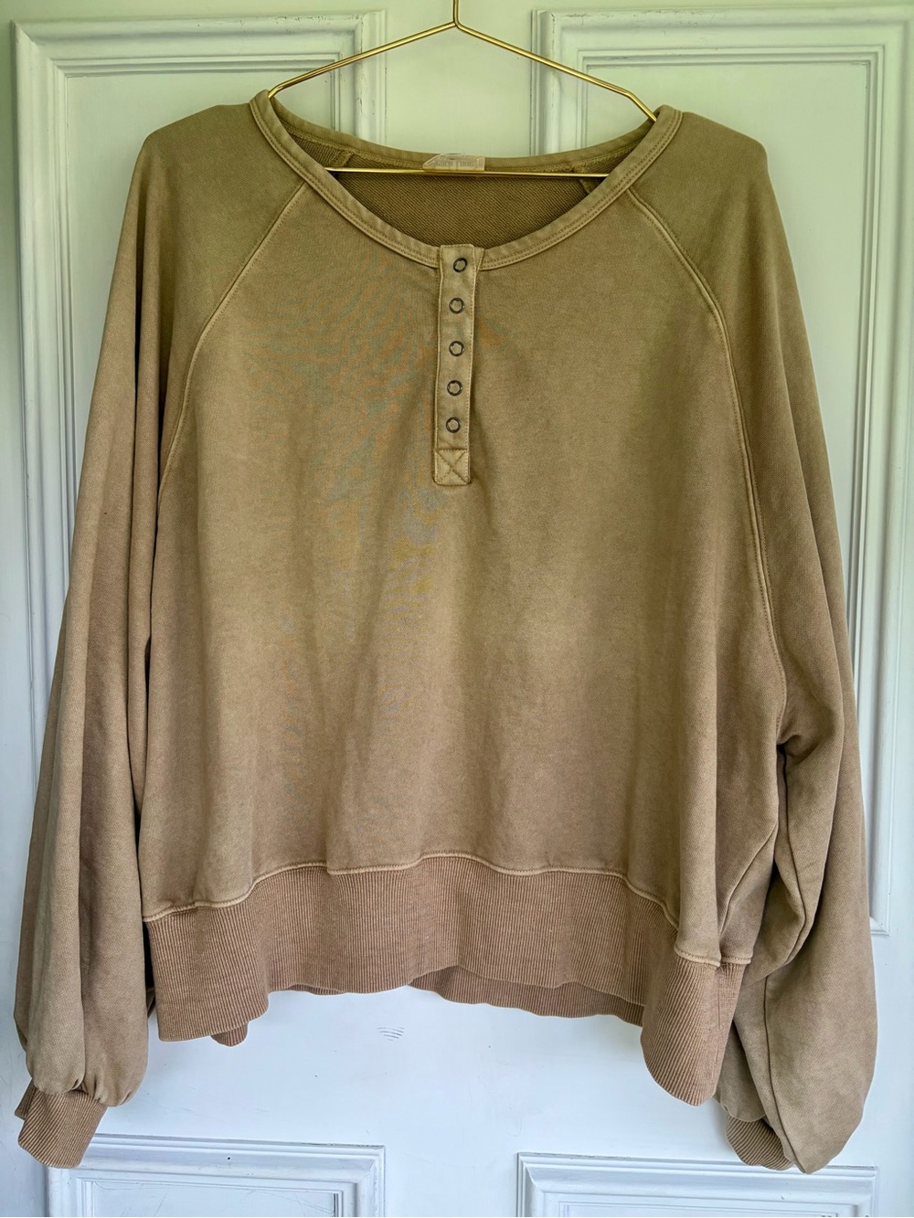 Peach Love California Tan Snap Henley Top